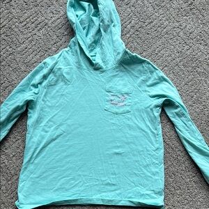 Light Blue Hooded Long Sleeve Shirt